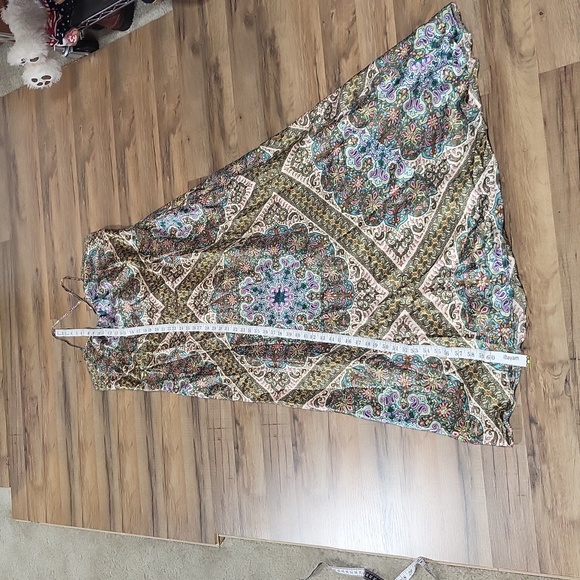 NICOLE by NICOLE MILLER 100% Silk Floral Paisley Criss-Cross Maxi Dress - Picture 15 of 16